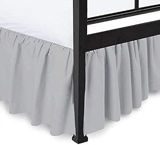 Silver King Size 10 Inch Drop Length Three Sided Coverage with 800 Thread Count Egyptian Cotton Ruffled Gatherd Bed Skirt with Split Corners