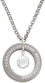 Crystal Clear Channel Drop Custom Engraved Affirmation Ring Necklace