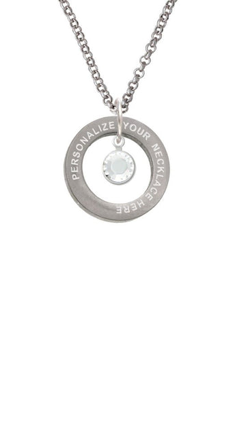 Crystal Clear Channel Drop Custom Engraved Affirmation Ring Necklace by Delight Jewelry – Crystal, white, Model 1703-NAF-F1590-C6506-F2409-CUSTOM