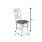 Solid Wood Dining Chair with Splatback Design by Furnifact – Wood, White and Heather Gray