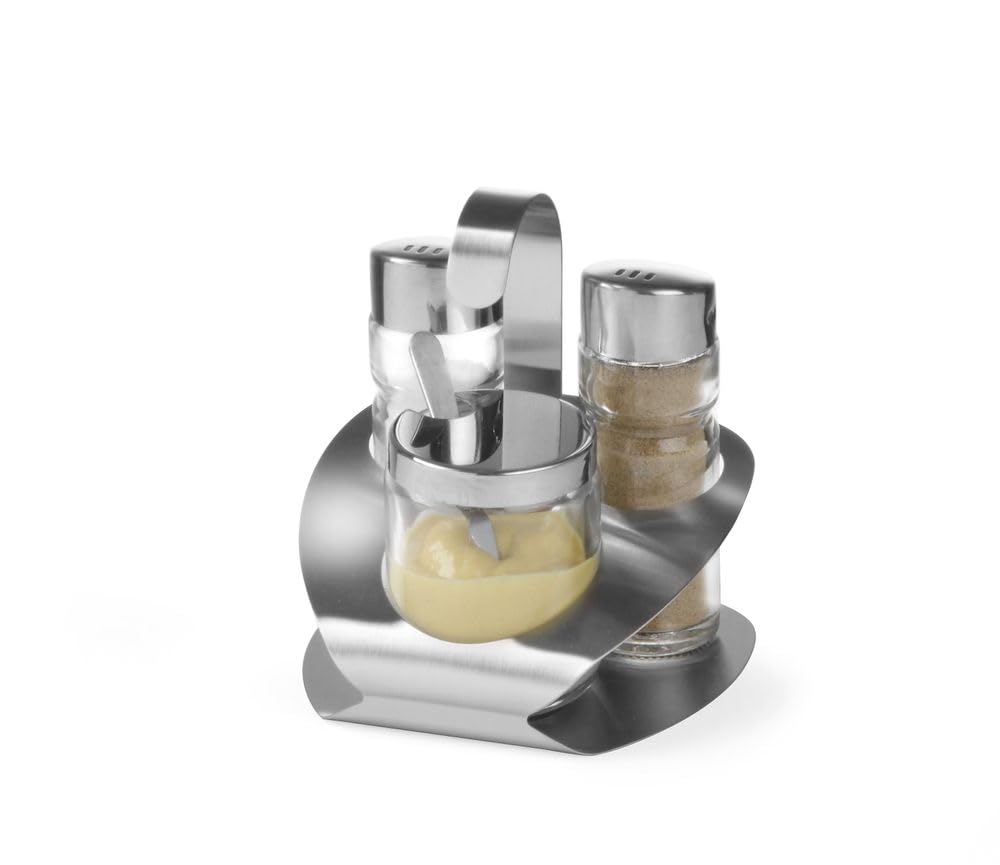 Condiment set by Hendi – Stainless Steel Glass, Silver, Model 465332