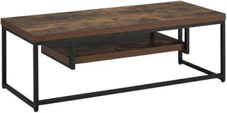 Furnifact Weathered Oak and Black TV Stand, Metal and Wood, Multi-Functional Storage, Contemporary Design, Durable Veneer, Composite Wood Finish