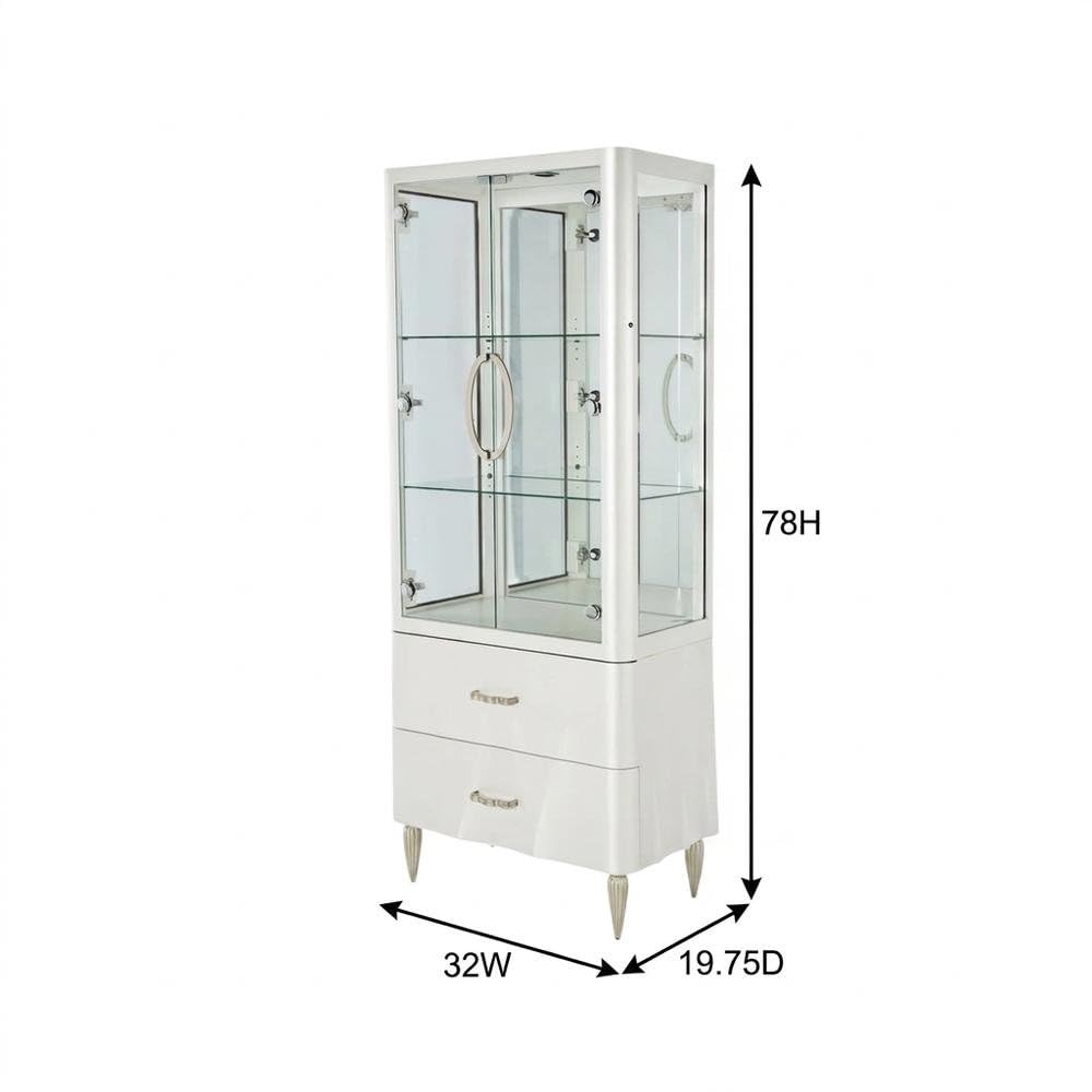 Display Cabinet Creamy Pearl with Glass Doors by Bison office – Solid; Manufactured Wood, Beige