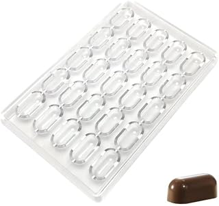Martellato MA1016 Pill Contemporary Clear Polycarbonate Candy Mold Chocolate Praline Mould with 25 Cavities, Each 40.5mm x 18mm x 16 mm High