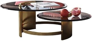 Coffee Table Minimalist Small Living Room Coffee Table Fashion Creative Household Tempered Glass Tea Table Double Combination Round Mesa para Centro De Sala