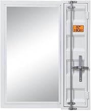 Acme Rectangular Vanity Mirror 26''L x 32''H with 1 Door Storage and Full-Length Container Lock, Metal Frame, Easy Assembly, White Finish