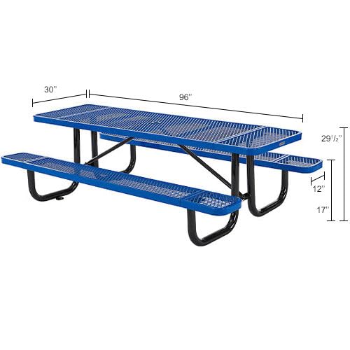 Global Industrial Blue / Industrial / 96 inches x 30 inches x 29.5 inches Picnic Tables