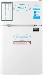 ACCUCOLD 19" Refrigerator - Freezer, Undercounter Fridge, 3.2 cu.ft. Capacity, External Temperature Readout, White - AGP34RFLHD (Left Handed Door Swing)