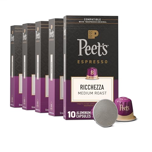 Peet's Coffee Ricchezza / 10 Count (Pack of 5) / Ricchezza (Intensity 8) Single-Serve Capsules & Pods