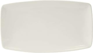 Tuxton China AMU-559 Plate, 12-1/8" x 7", Rectangular, Tapered Ends, Microwave and Dishwasher Safe, Oven Proof, Fully Vitrified, Ceramic, AlumaTux, Specialty, Pearl White, Pack of 12