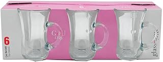 Pasabahce Tea Cups Set | Clear lasses with Handle | Coffee, Herbal Tea Service Mugs Set of 6 | 4.75 oz | Gifts for Tea-lovers