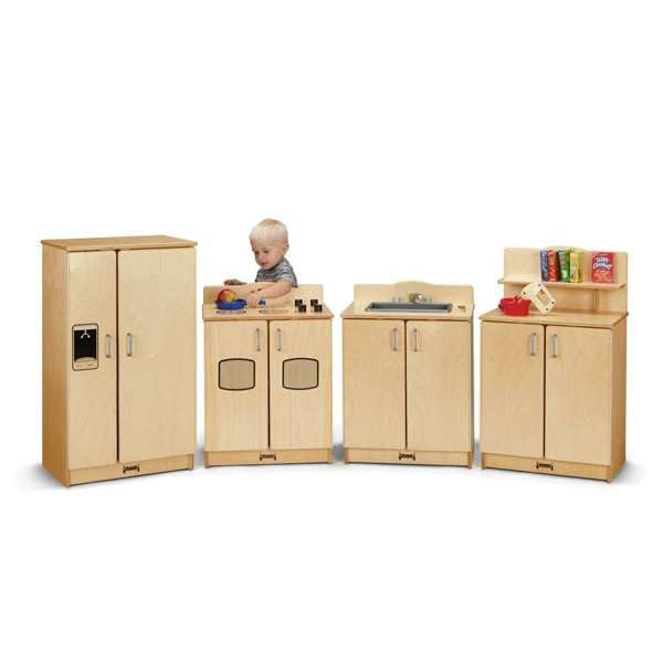 Culinary Creations Play Kitchen Stove by Jonti-Craft – 27 inches (H) x 20 inches (W) x 15 inches (D), Metal, Natural Wood, Model 2409JC
