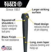 KLEIN TOOLS 1-1/16-Inch x 10-Inch / Broad Head / Factory Pin Punches