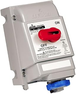 Leviton 520MI9W 20 Amp, 120/208 Volt 3PY, IEC 60309-1 & 60309-2, 4P, 5W, North American Pin & Sleeve Mechanical Interlock, Industrial Grade, IP67, Watertight, Non-Fused - BLUE