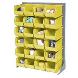 Louvered Bin Rack with (12) Yellow Stacking Bins by Global Industrial – Alloy Steel, Grey, Model 550168YL