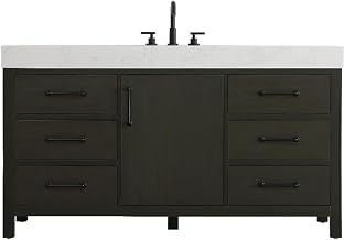 Elegant Kitchen and Bath 60" Single Bathroom Vanity in Mocha Brown