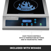 Waring Silver / WIH400 - Single Burner / 11" x 11" Schott ceramic glass surface Countertop Burners