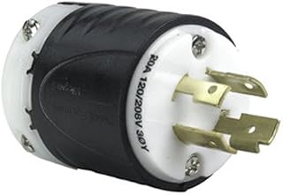 Legrand Pass & Seymour L1820P Turnlok Industrial Spec Grade Locking Plug, 20 Amp 3 Phase 120/208V, NEMA L18-20P, Black/White (1 Count)