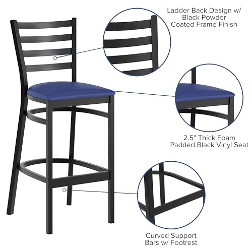 Flash Furniture Blue Vinyl Seat/Black Metal Frame / Set of 1 / Traditional Barstools
