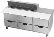 Beverage Air SPED72-12C-6 72" Refrigerated Cutting Top Sandwich Prep Table