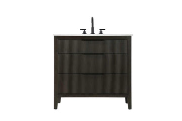 36" Single Bathroom Vanity in Chocolate Oak by Elegant Kitchen and Bath – unspecified, Aluminum, Chocolate, Model VF29836CO