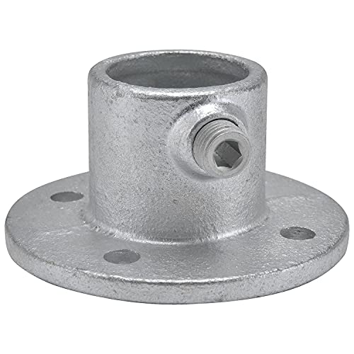 1-1/4" Size Medium Flange Pipe Fitting (1.72" Fitting I.D.) by Global Industrial – 4"L x 4"W x 2.5"H, Galvanized Iron, Gray, Model 798738