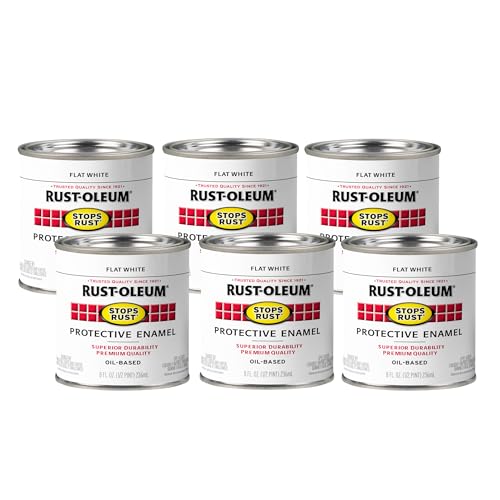 Rust-Oleum Flat White / 8 Fl Oz (Pack of 6) / Brush on Paint Interior & Exterior House Paint