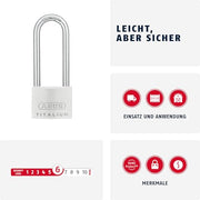 ABUS 1 / Gray / 50 mm lock body, high shackle Keyed Padlocks