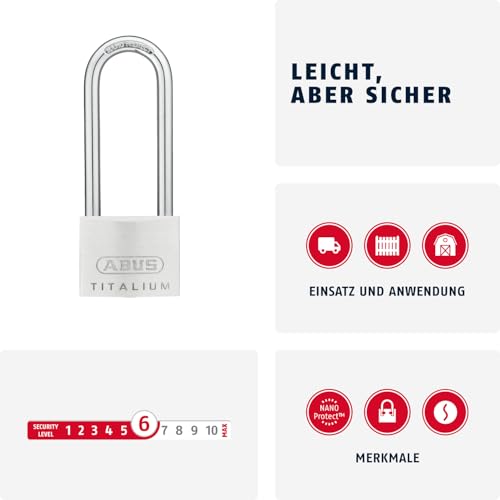 ABUS 1 / Gray / 50 mm lock body, high shackle Keyed Padlocks