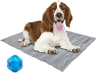 Coleman Dog Cooling Mat with Toy, Pressure Activated Gel Pad, Cool Pet Bed for Summer, Grey, 24"x 1"x 30"