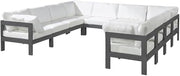 White Fabric Outdoor Patio Modular Sectional with Weather-Resistant Cushions, Spacious Seating, Contemporary Style for Outdoor Living Spaces