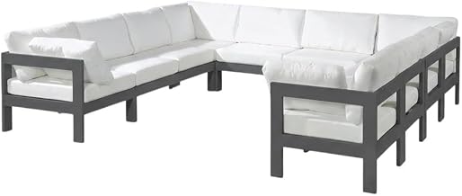 White Fabric Outdoor Patio Modular Sectional with Weather-Resistant Cushions, Spacious Seating, Contemporary Style for Outdoor Living Spaces