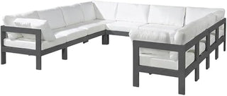 White Fabric Outdoor Patio Modular Sectional with Weather-Resistant Cushions, Spacious Seating, Contemporary Style for Outdoor Living Spaces
