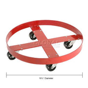 Steel Drum Dolly for 30 Gallon Drum by Global Industrial – 19"L x 19"W x 3"H, Alloy Steel, Orange, Model 101323