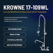 Krowne Wall Mount / 8 Inch / Silver Touch On Kitchen Sink Faucets