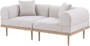 Beige Fabric 2-Piece Outdoor Modular Loveseat, Cushions, Weather-Resistant Material, Contemporary Style, Comfortable Patio Or Garden Seating