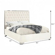 Starlight Canyon Home Fully Upholstered Platform Bed, Button-Tufted Velvet Queen Bed Frame with Headboard and Footboard for Bedroom, White Velvet - image 4