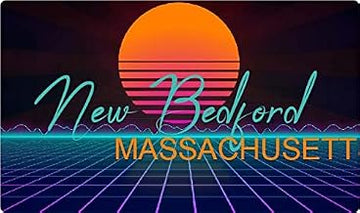New Bedford Massachusetts 2 X 1.25-Inch Vinyl Decal Stiker Retro Neon Design