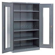 Clear View Storage Cabinet with Locking Handle by Global Industrial – 48" W x 24" D x 78" H, Alloy Steel, Grey, Model 237621GY