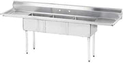 Advance Tabco FE-3-1614-18RL Three Compartment Fabricated Sink with 18" Right & Left Drainboards, 16" x 20" x 14" Bowl Size