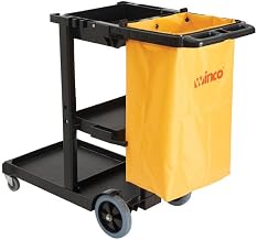 Winco 45" L x 18 1/4" Black Stain-Resistant Nylon Cleaning Cart