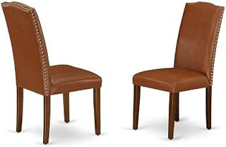 Furnifact Upholstered Parsons Dining Chair with High Back, Kitchen Chairs and Dining Room Chairs for Dining Table Set of 4, Mahogany