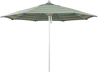 California Umbrella 11' Rd. Venture Series Contract Grade Patio Umbrella, Pulley Open, Silver Finish