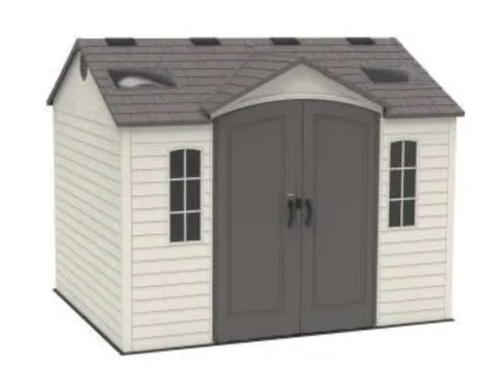 Dual Entry Storage Shed by LIFETIME – Steel-Reinforced Polyethylene, Mixed Colors, Model 60001