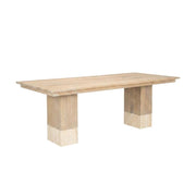 Light Brown Mango Wood Dining Table with Travertine Surface by Starlight Canyon Home – Solid Wood, Brown
