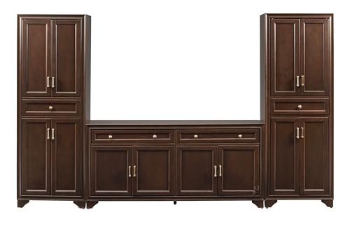 Crosley Furniture Tara 3-Piece Modern Farmhouse Sideboard Buffet Cabinet and Kitchen Storage Pantry Set, Brown - image 5