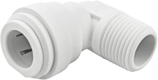 John Guest 1/2 Inch OD x 3/8 Inch NPT 90 Degree Male Fixed Elbow, Push to Connect Plastic Plumbing Fitting, White, PP481623WP