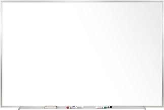 4 x 10 Aluminum Frame Porcelain Magnetic Whiteboard by Ghent – 121"W x 48.5"H, Porcelain, Satin/White, Model M1-410-4