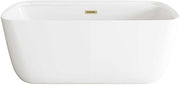 59" Soaking Bathtub In Glossy White With Brushed Gold