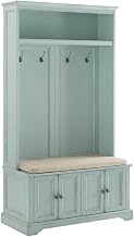 Furnifact Brown Hall Tree with Coat Hooks and Storage, MDF and Particle Board, Wide Entryway Organizer for Hallway and Mudroom